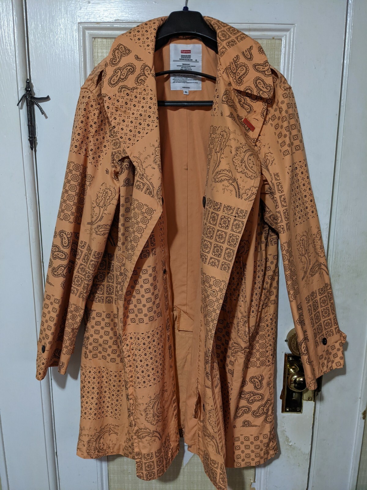 Supreme Military Trench Coat SS20 Peach Paisley size XL | eBay