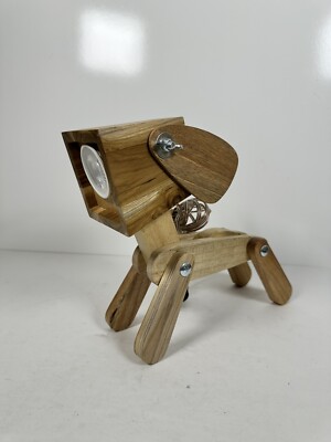 Robo Lamps Dog Design Natural Wooden Table Lamp 360 Degrees Adjustable Legs USA