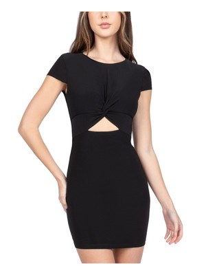

Женское черное облегающее платье B DARLIN с короткими рукавами стрейч для юниоров, Черный