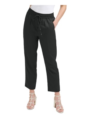 

DKNY Женские черные прямые брюки со средней посадкой и завязками на щиколотке, Черный, UF1PX941