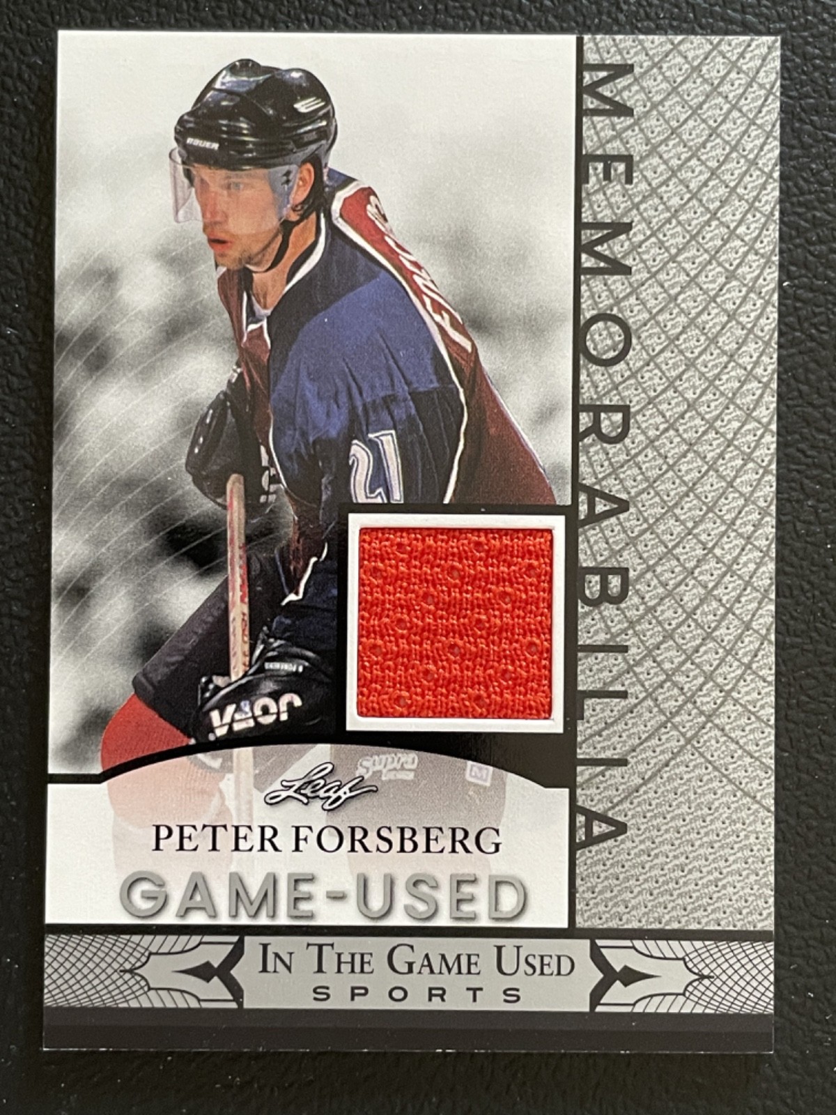 2024 Leaf In The Game Used Memorabilia Silver Peter Forsberg Jersey