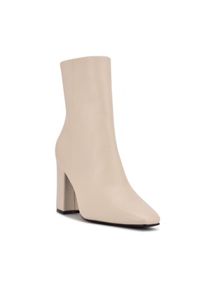 Женские кожаные сапоги NINE WEST Womens White Comfort Adea с квадратным носком на блочном каблуке 7,5 м
