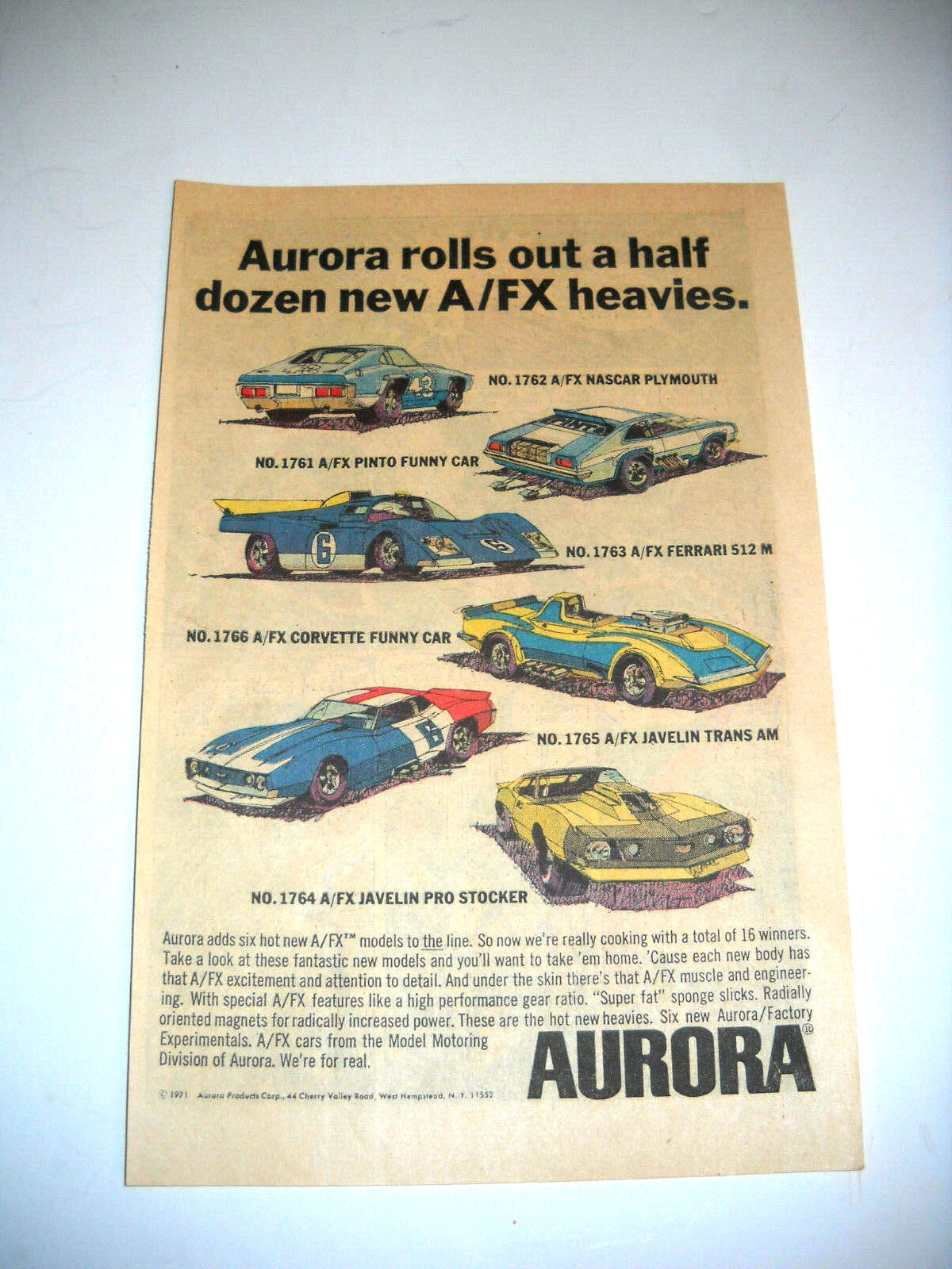 VINTAGE AURORA HO A/FX SLOTCAR COMIC BOOK AD 1960S 1970S