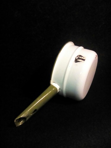 Antique Vintage Primitive Kitchen Porcelain Enamel Pot Pan