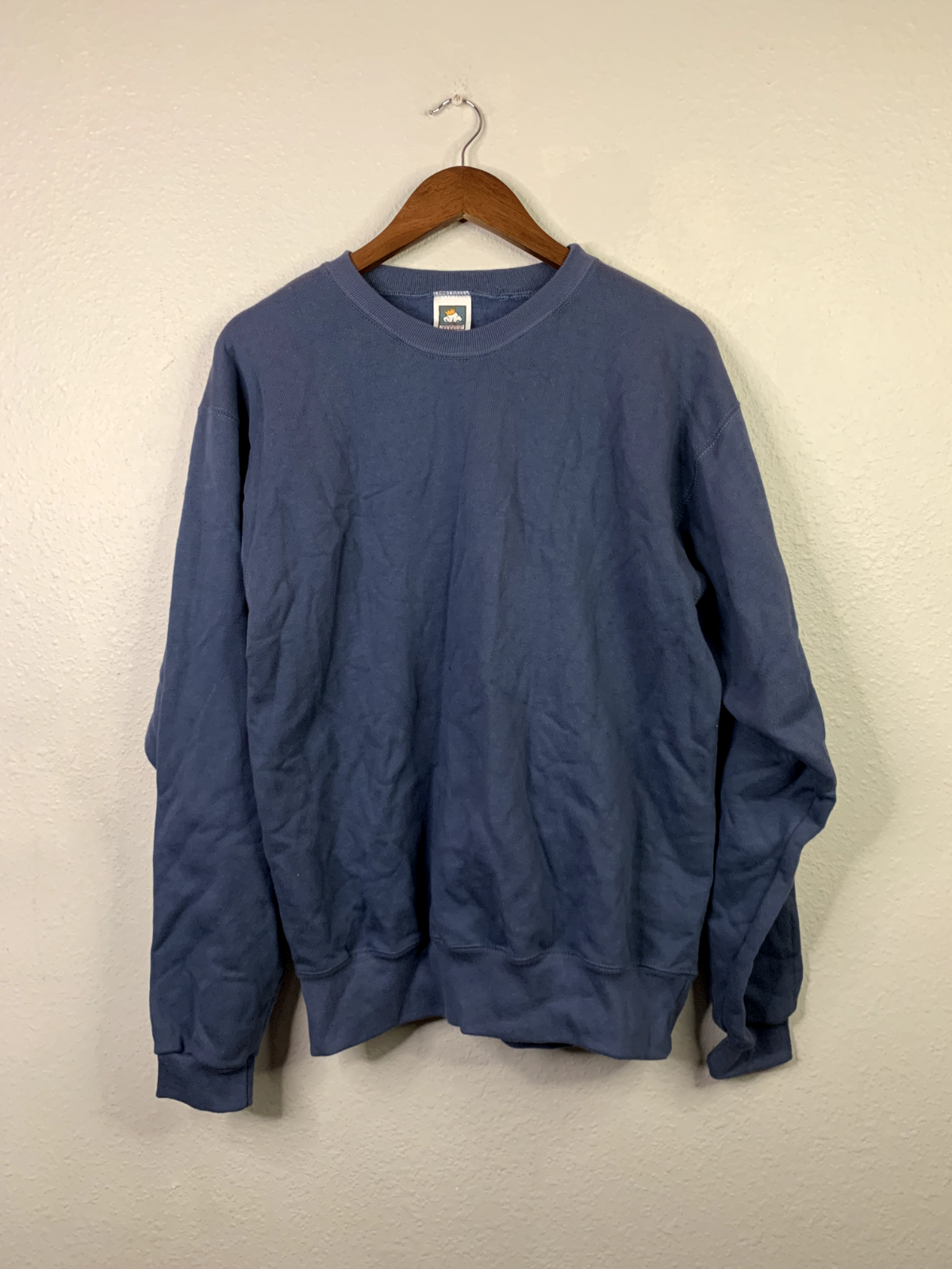 90s Vintage Cotton Deluxe Fleece M Medium Blue Blank Crew