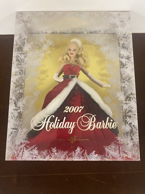 2007 Holiday Christmas BARBIE DOLL Red & White Mrs Santa Claus Dress NEW in BOX