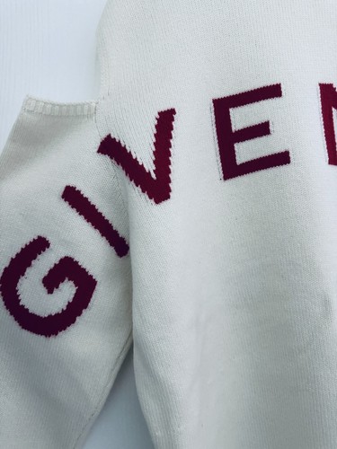 Pre-owned Givenchy $1585  Cold Shoulder Intarsia Wool Cashmere Blend Sweater White Red M