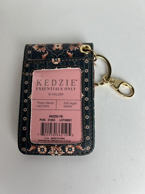 Kedzie Essentials Only ID Holder Keychain Soft Vegan Leather Three Card Slots