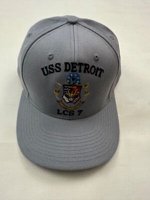 The Corps USS Detroit LCS 7 ITT Logo Gray Baseball Cap Hat One Size