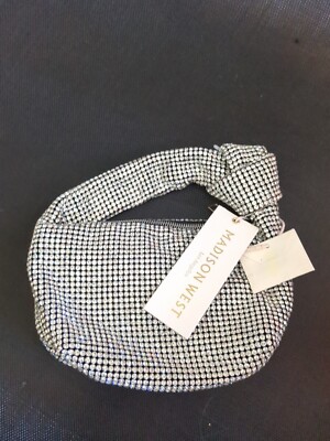 NWT Madison West Rhinestone Bag-Silver pewter Genuine Original-Knot COCKTAIL BAG