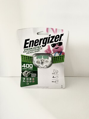 Energizer Vision Ultra HD Rechargeable LED Headlamp, 400 Lumens, 7 Light Modes