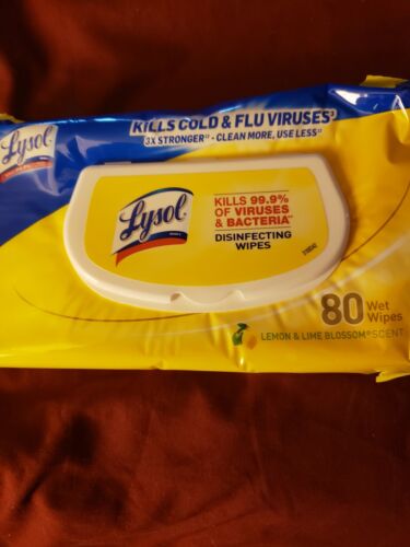 PACK of 3 ,Lysol Disinfecting Wipes with Lemon and Lime Blossom Scent, 80 Count 