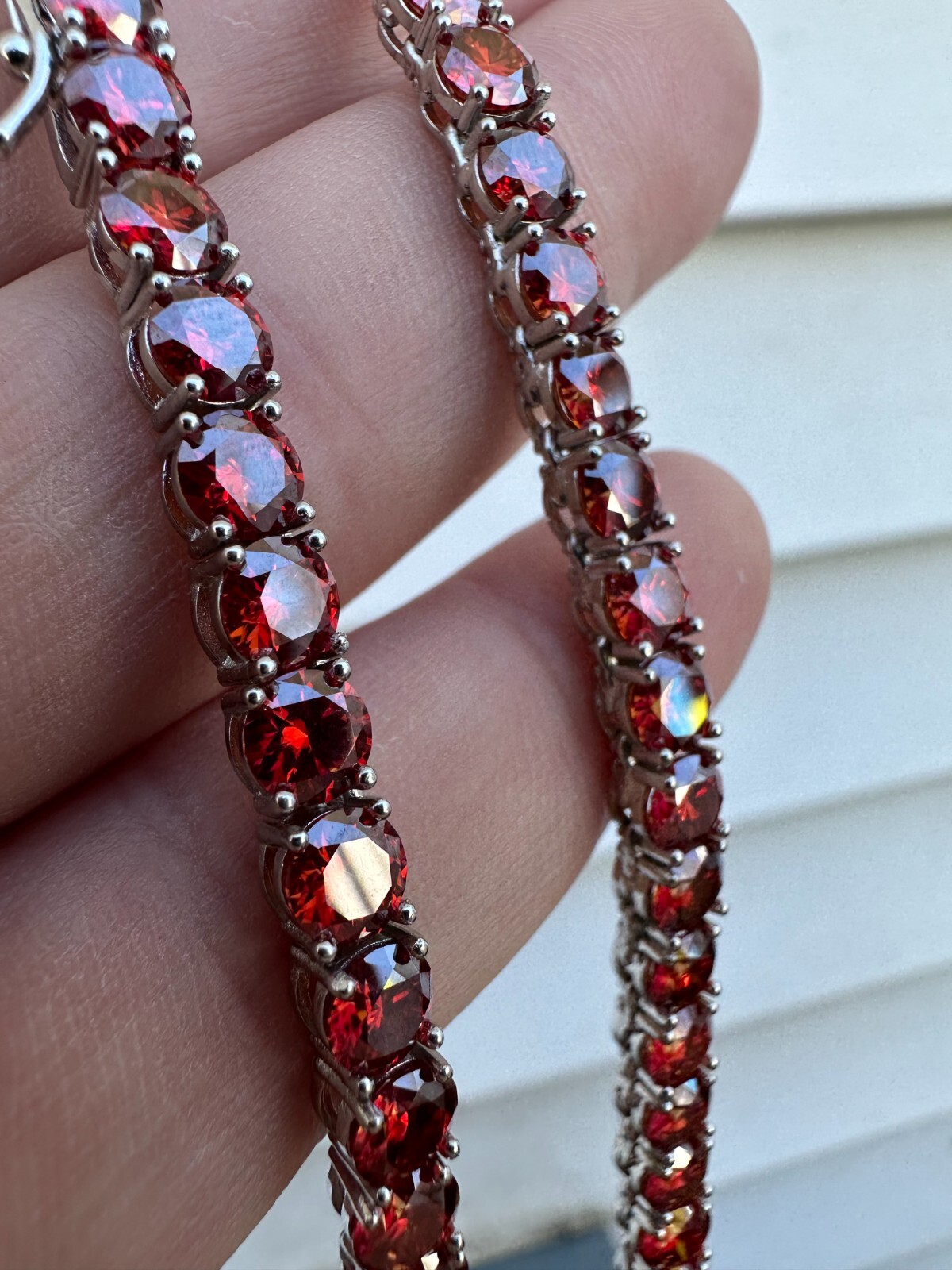 Pre-owned Silver Real Ruby Red Moissanite 5mm Tennis Chain 925  Iced Necklace Pass Tester