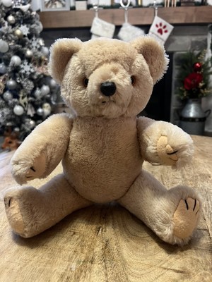 Shanghai Doll Factory Pure Wool 13  Jointed Blonde Tan Teddy Bear Vtg 60's Plush