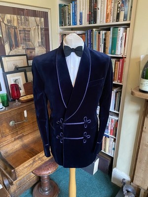 Oliver Brown of London Double Breasted Navy Velvet Smoking Jacket