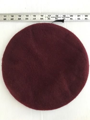 Denmark's Military beret wool Burgundy Color With Black trim Size 7 1/4-7 3/8