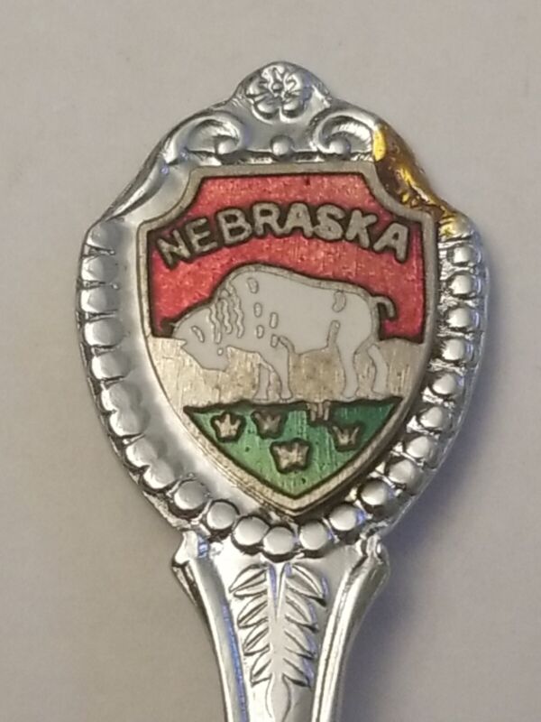 Vintage Souvenir Spoon US Collectible Nebraska enameled 