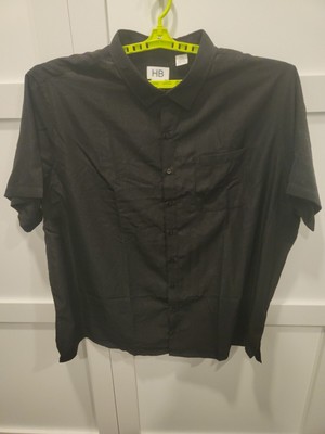 Harbor Bay Shirt Mens 4XL Black Big Short Sleeve Preppy Date