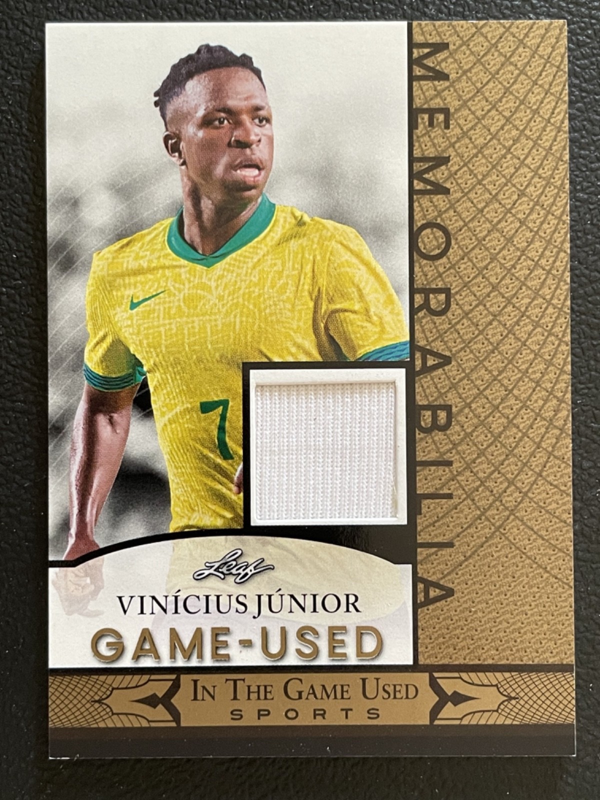 2024 Leaf In The Game Used Memorabilia Gold Vinícius Júnior Jersey