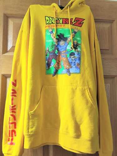 Vintage Yellow Dragonball Z Hoodie Sweatshirt Size M Hard to