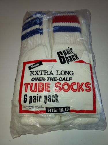 Vintage Kmart 6 Pack Extra Long Over The Calf Tube Socks  10-13