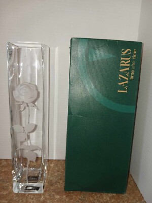 vintage Mikasa Endless Love Bud Vase Square Frosted 3D Rose Vintage Poland 12 