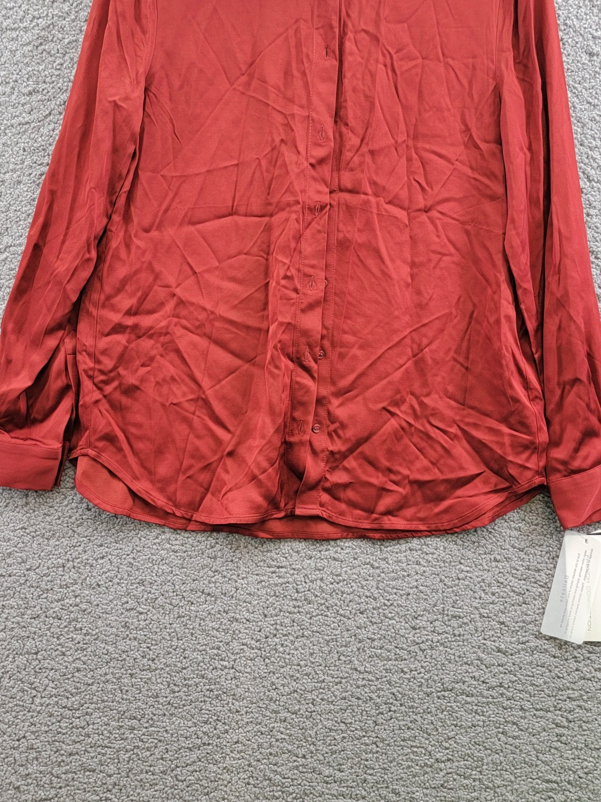 French Connection Ennis Satin Button- Up Shirt Women's S Wine Button Closure - Picture 4 of 16