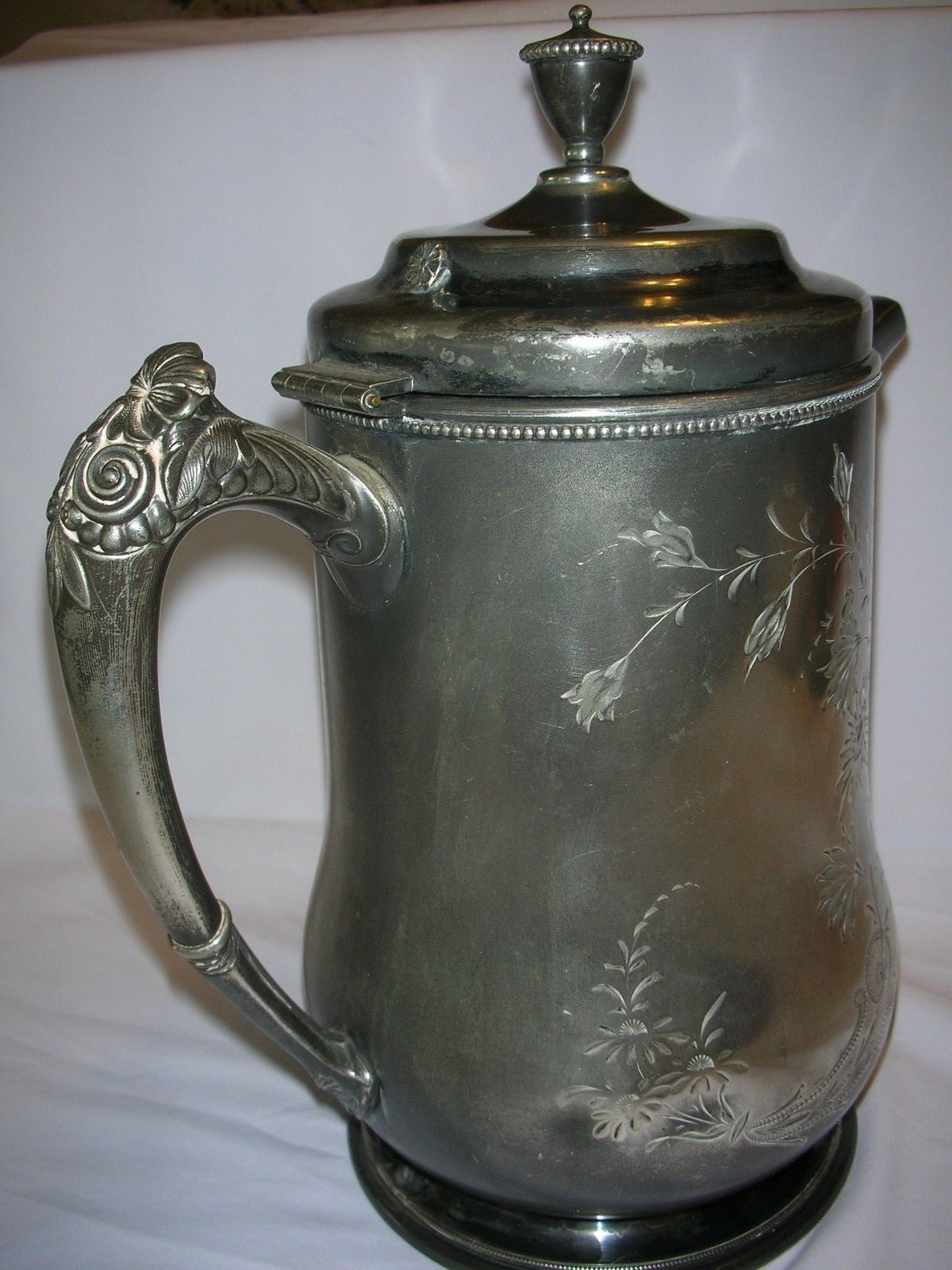 Antique Victor Silver Co. Quadruple Plate Double Walled Ice Pitcher