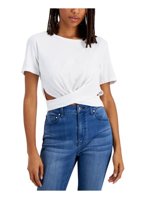 

LNA CLOTHING Женская белая футболка с коротким рукавом и круглым вырезом, Белый