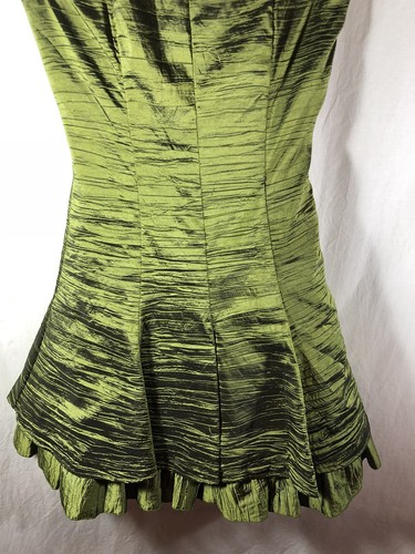 Cache Green Strapless Crinkle Fabric Tiered Open Back Formal Prom Short Dress 8