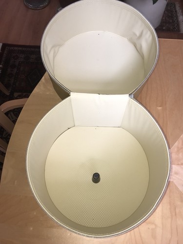 Vintage Gold Hat Box Tote Luggage Large Vinyl Zipper 13