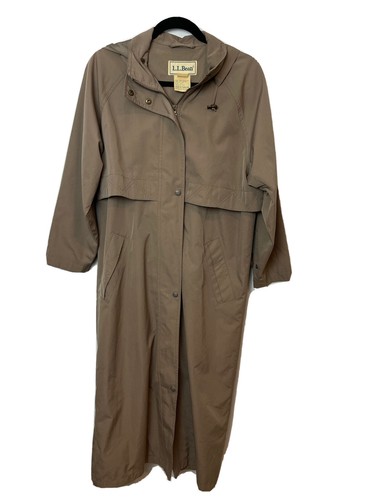 LL Bean Vintage Trench Coat w Hood Women's Petite Small Zip
