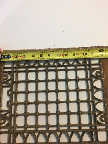 Antique Floor Register Grate Vent Grill Cast Iron  10” X 12”