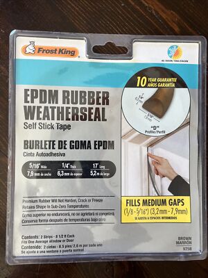 Frost King EPDM Rubber Weatherseal Self Stick Tape 17  Brown V25B
