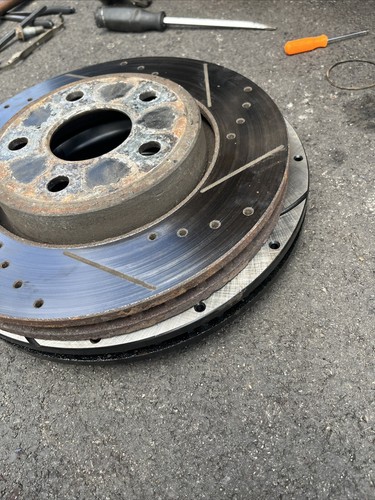 AutoShack Front Drilled Slotted Brake Rotors Black And