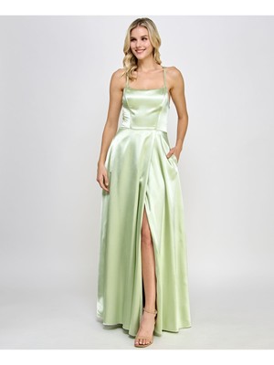SPEECHLESS Womens Green Lined Up Back Sheen Formal Dress Juniors 17