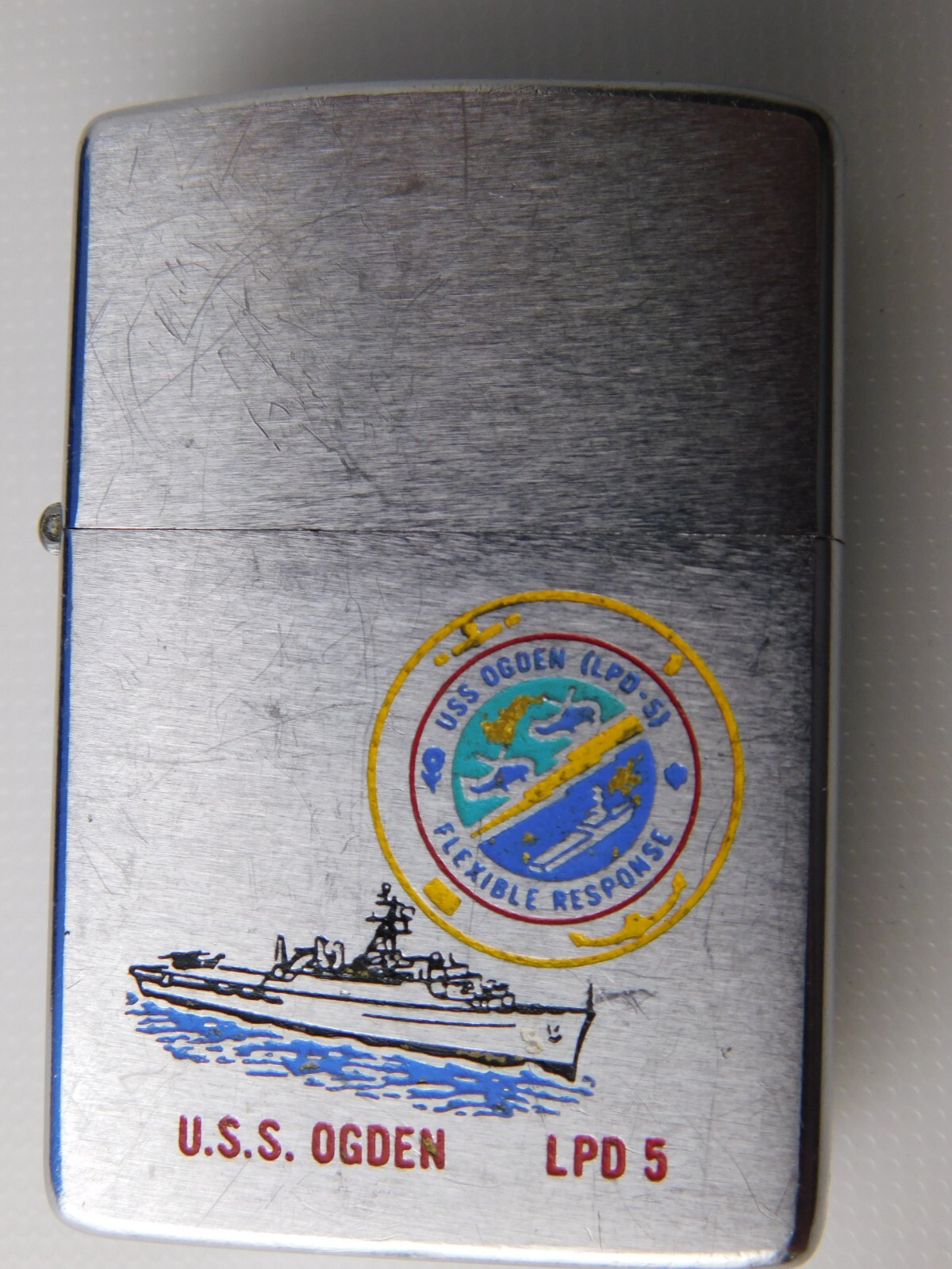 ZIPPO LIGHTER VINTAGE USS OGDEN TRANSPORT DOCK FLEXIBLE ZIPPO LIGHTER VINTAGE USS OGDEN TRANSPORT DOCK FLEXIBLE