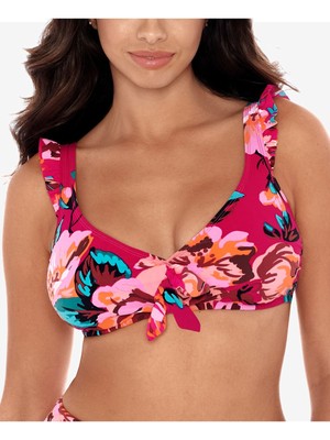 

SKINNY DIPPERS Женский розовый купальник с узлом спереди Hot House Daisy Mae Топ