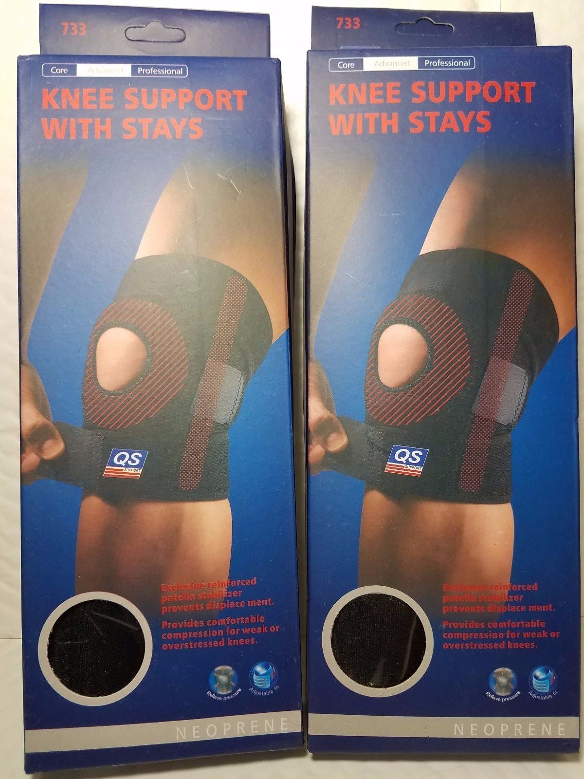 2 QS SUPPORT KNEE SUPPORT WITH STAYS NEOPRENE 733 SPECIAL