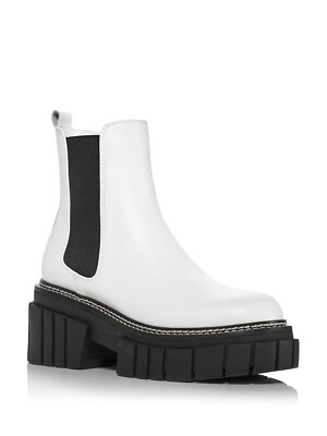 Женские кожаные ботильоны AQUA на платформе Casey Toe и блочном каблуке белого цвета 1-1/2 размера, 9,5 М