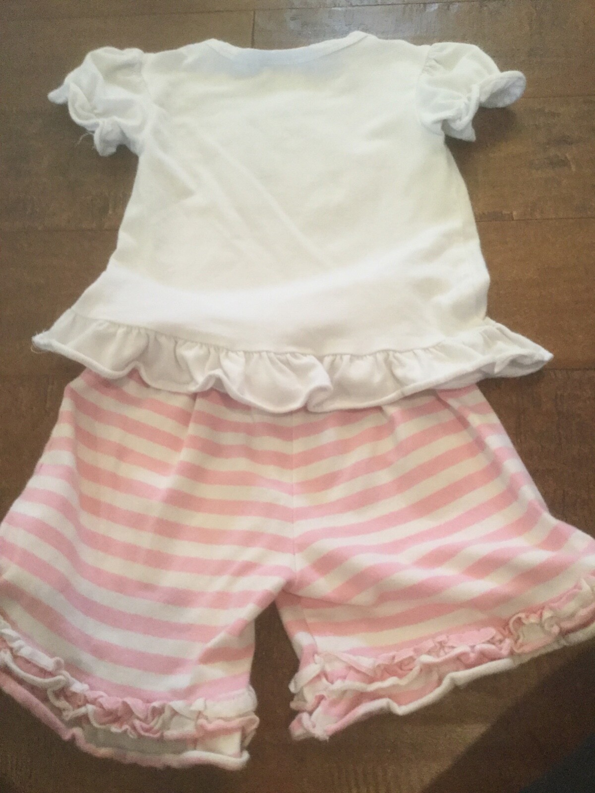 Southern Tots knit playset pink white striped shorts, shirt w/ horse 3T