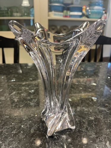 【Cofrac Art Verrier France】クリスタルガラス　ボウル COFRAC Art Verrier France Wave Form Sculpture Crystal Bowl