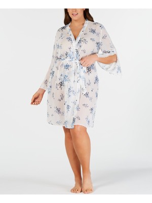 INC Intimates White Sheer Floral Sleepwear Robe Размер: M