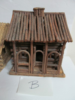 Bird Houses Handmade Rustic Natural Driftwood Twig Stick Folk Art-  House B
