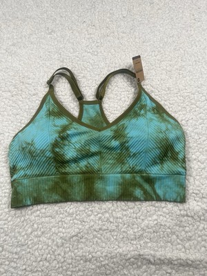 Green Ribbed  Victorias Secret PINK Active Seamless Lightly Lined Size LG NWT