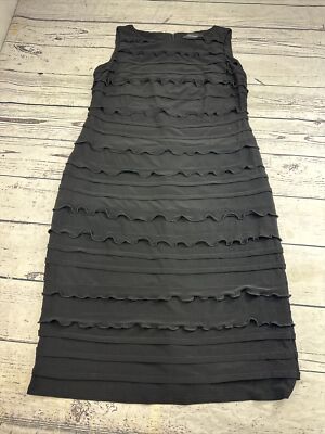 R&M Richards Woman Dress 12 Black  Cocktail Tiered Ruffle Party Evening