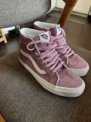 VANS Girl Sk8-Hi Zip Pink Glitter Sneakers Shoe Size 8 Women