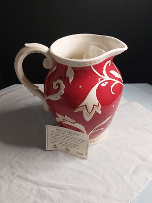 Fitz and Floyd Town & Country, Hand Crafted Red Pitcher NIB (Open Box) 