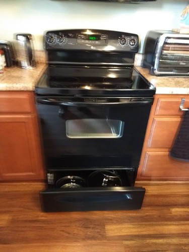 GE electric black range