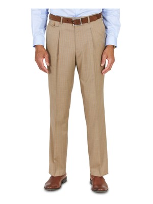 TAYION BY MONTEE HOLLAND Mens Beige Pleated Striped Suit Separate Pants 30 X 30